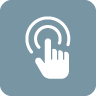 An icon of a cursor hand pointing and interacting