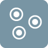 An icon of three circle clusters